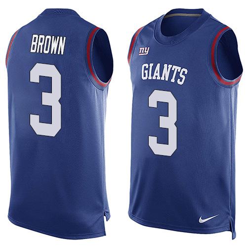  Giants #3 Josh Brown Royal Blue Team Color Men's Stitched NFL Limited Tank Top Jersey